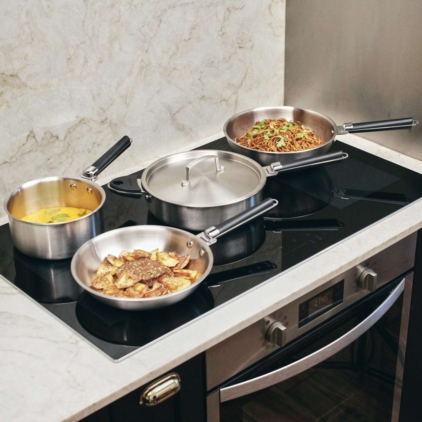 COFFRET 2 CASSEROLES 18/20 CM INOX TRIPLY MANCHE AMOVIBLE KAMBERG®