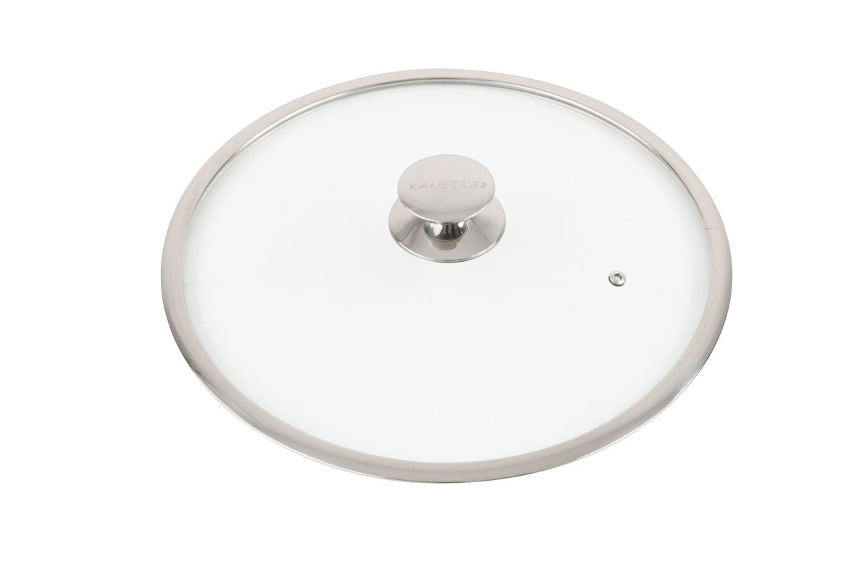 Round lid compatible with cast aluminum pots, pots and pans