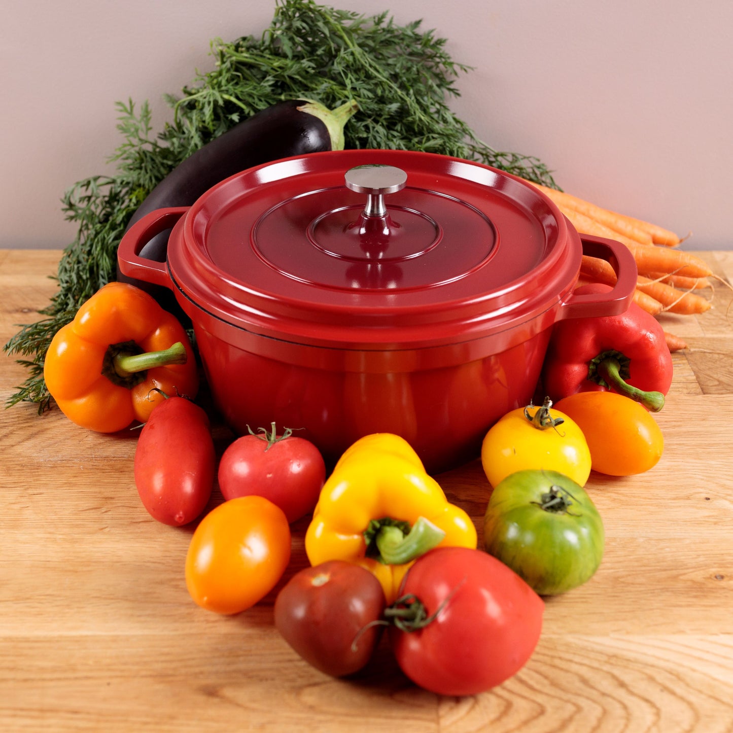 COCOTTE 16 CM ROUGE RONDE FONTE D'ALUMINIUM KAMBERG®