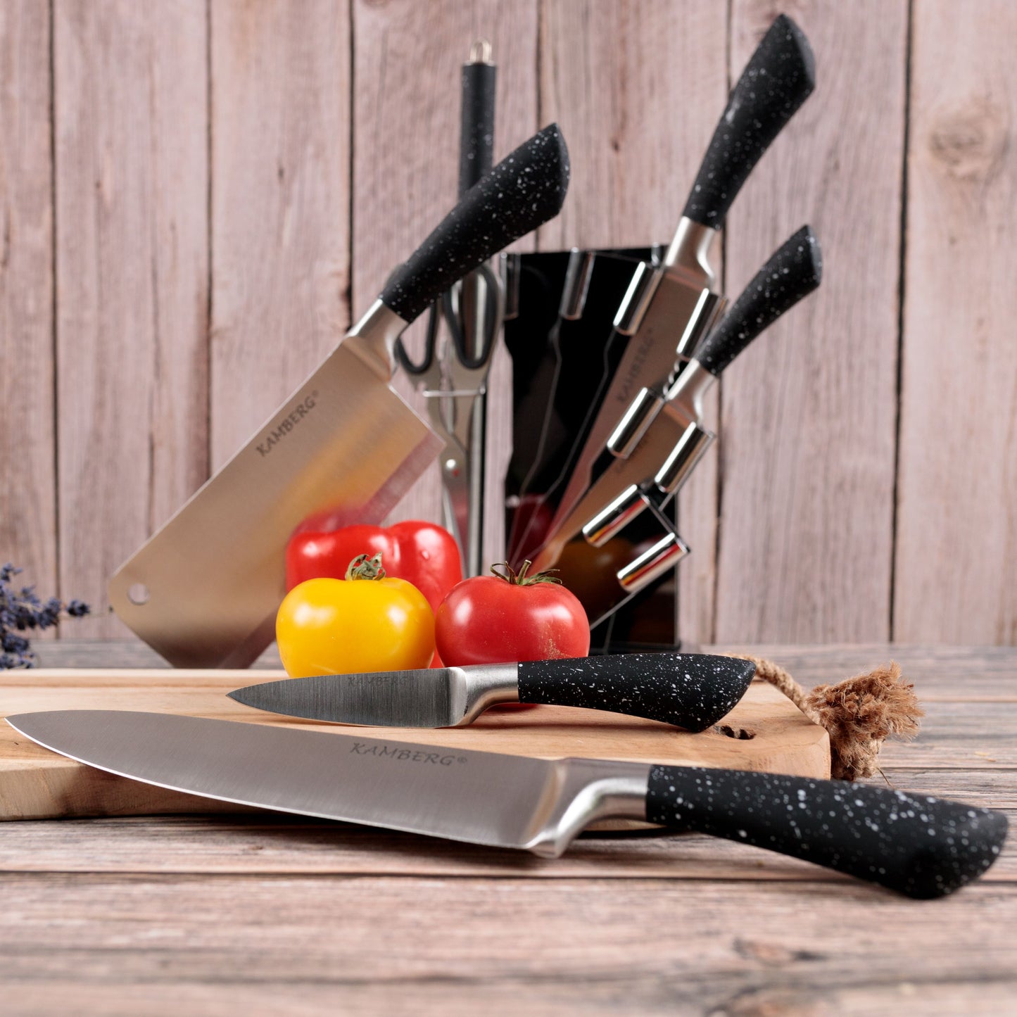 KAMBERG® MARBLED 8 PCS KNIFE BLOCK
