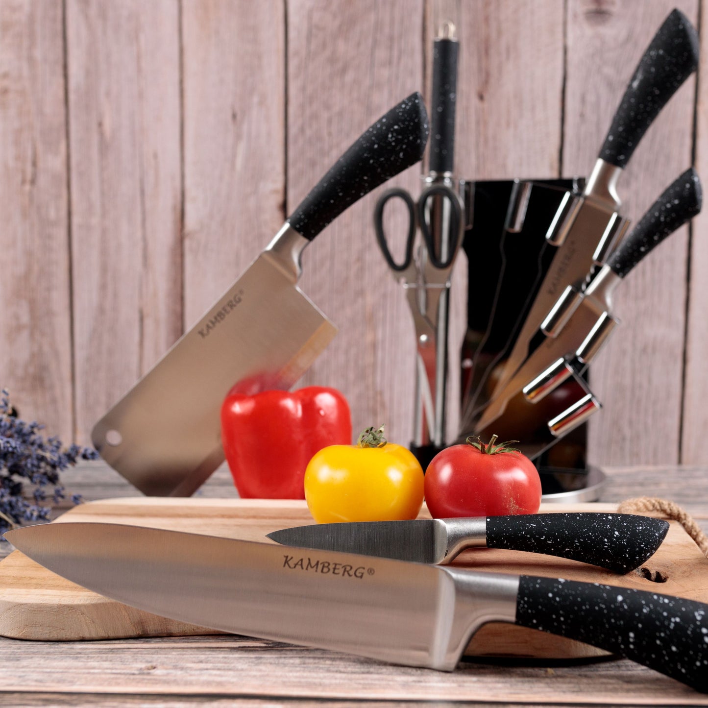 KAMBERG® MARBLED 8 PCS KNIFE BLOCK