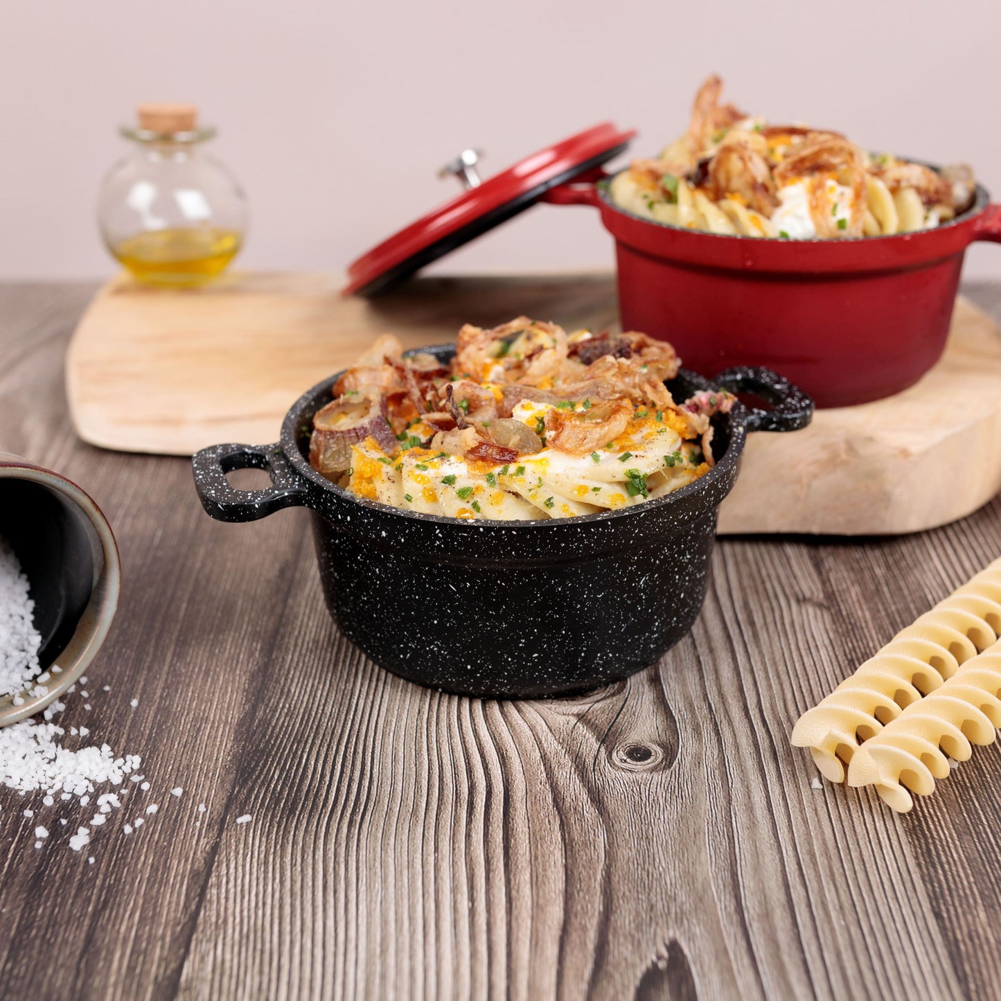 MINI COCOTTE X 4 - 12 CM ROUGE RONDE FONTE D'ALUMINIUM KAMBERG®
