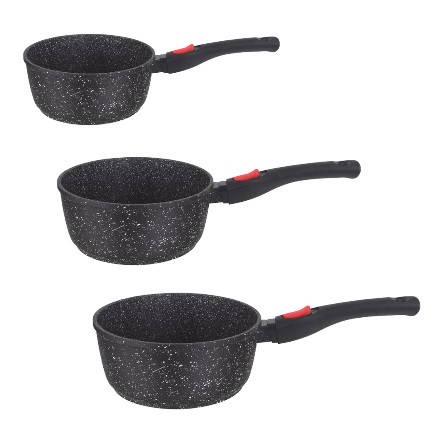 Casserole 16 Cm BRA Market - Fonte D'aluminium Antiadhésive Sans PFOA - Compatible Induction Et Tous Feux - Manche Bois Amovible