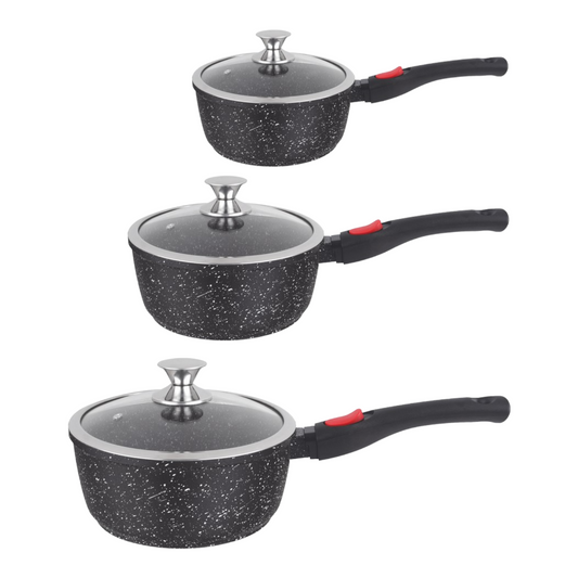 SERIES 3 CASSEROLES 16-18-20 CM + LID. KAMBERG® CAST ALUMINUM