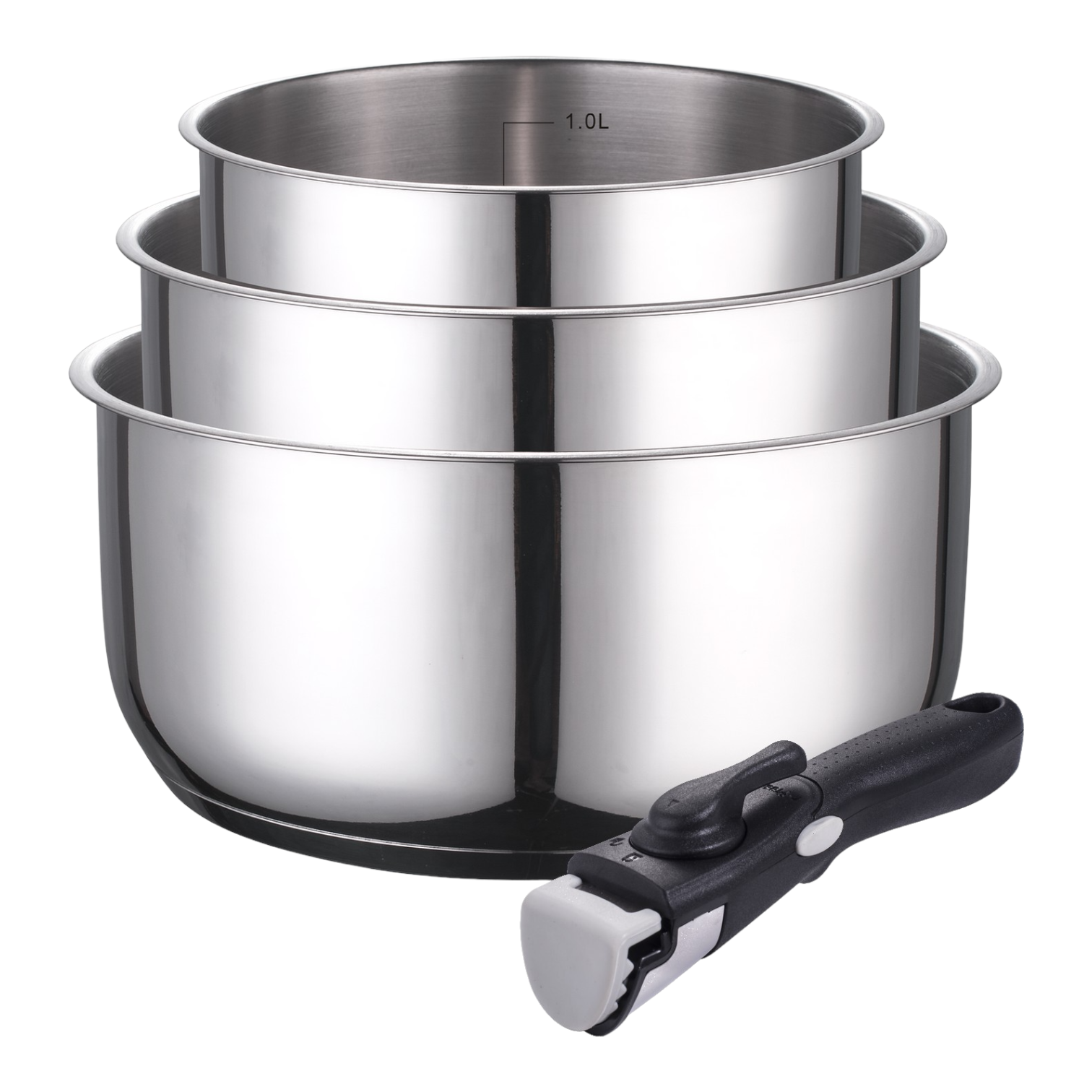 SERIE 3 CASSEROLES INOX MANCHE AMO KAMBERG KAMBERG FRANCE serie-3-casseroles-inox-manche-amo-kamberg-kamberg-france