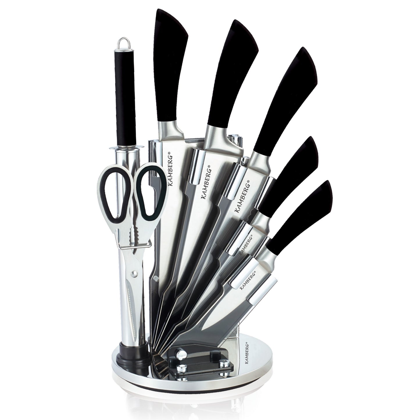 BLOC COUTEAUX 8 PCS NOIR KAMBERG®