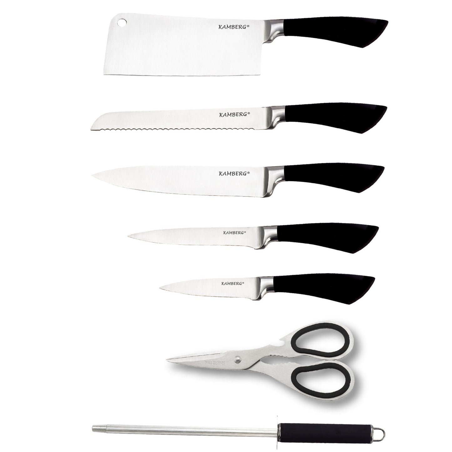 BLOC COUTEAUX 8 PCS NOIR KAMBERG®