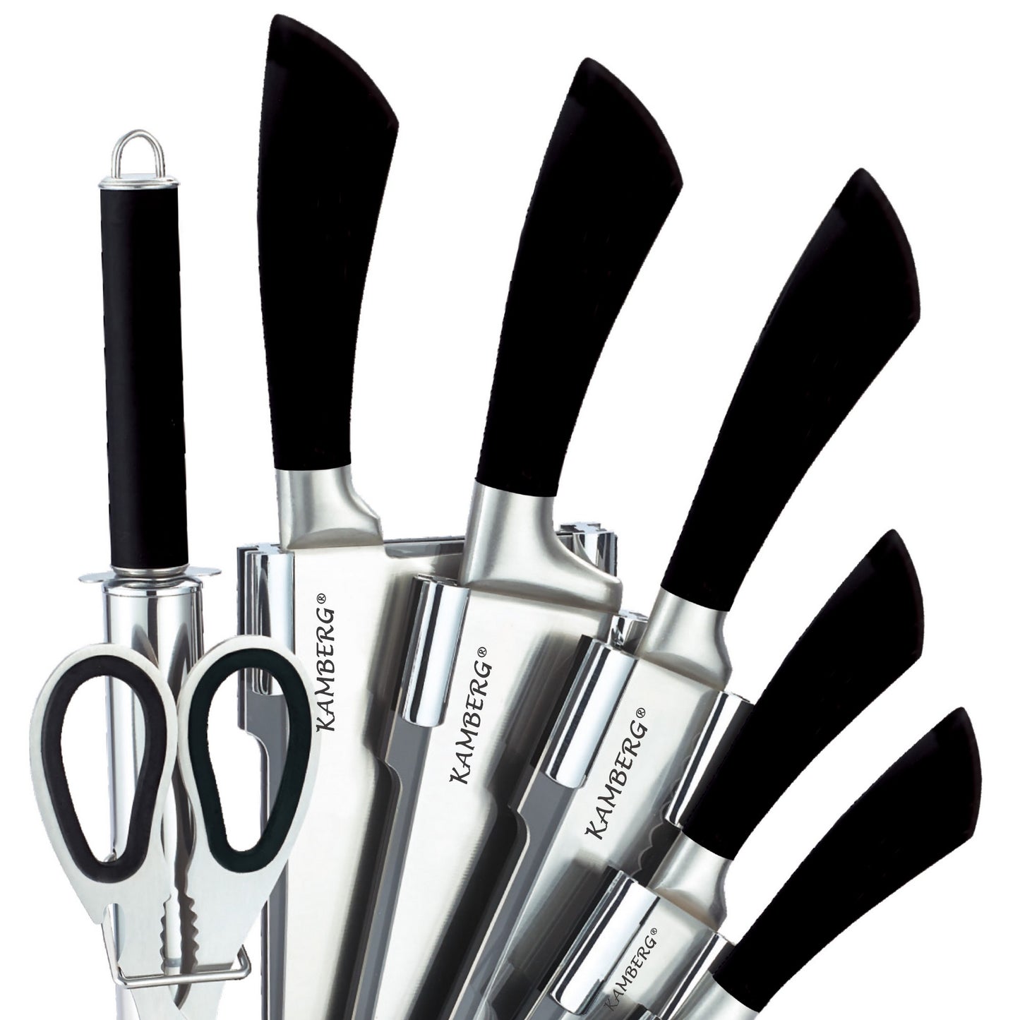 BLOC COUTEAUX 8 PCS NOIR KAMBERG®