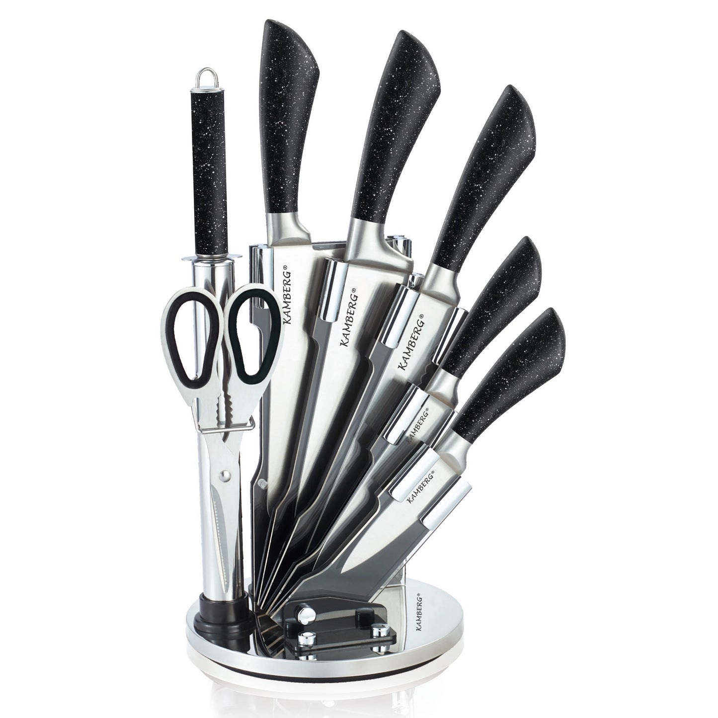 KAMBERG® MARBLED 8 PCS KNIFE BLOCK