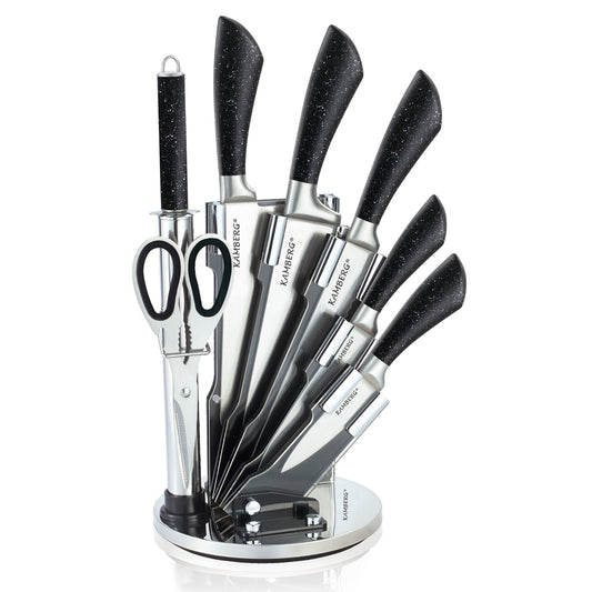 KAMBERG® MARBLED 8 PCS KNIFE BLOCK