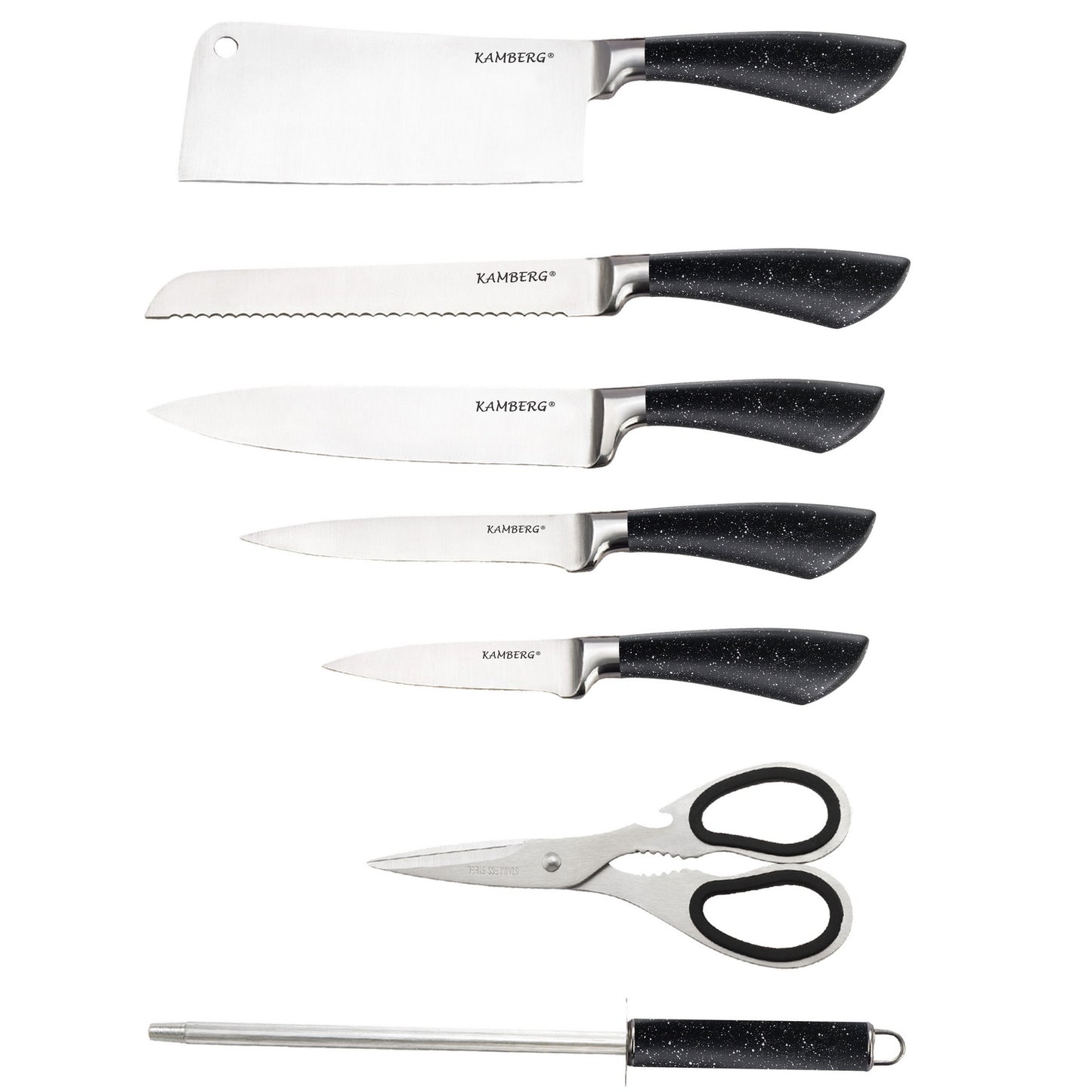 KAMBERG® MARBLED 8 PCS KNIFE BLOCK