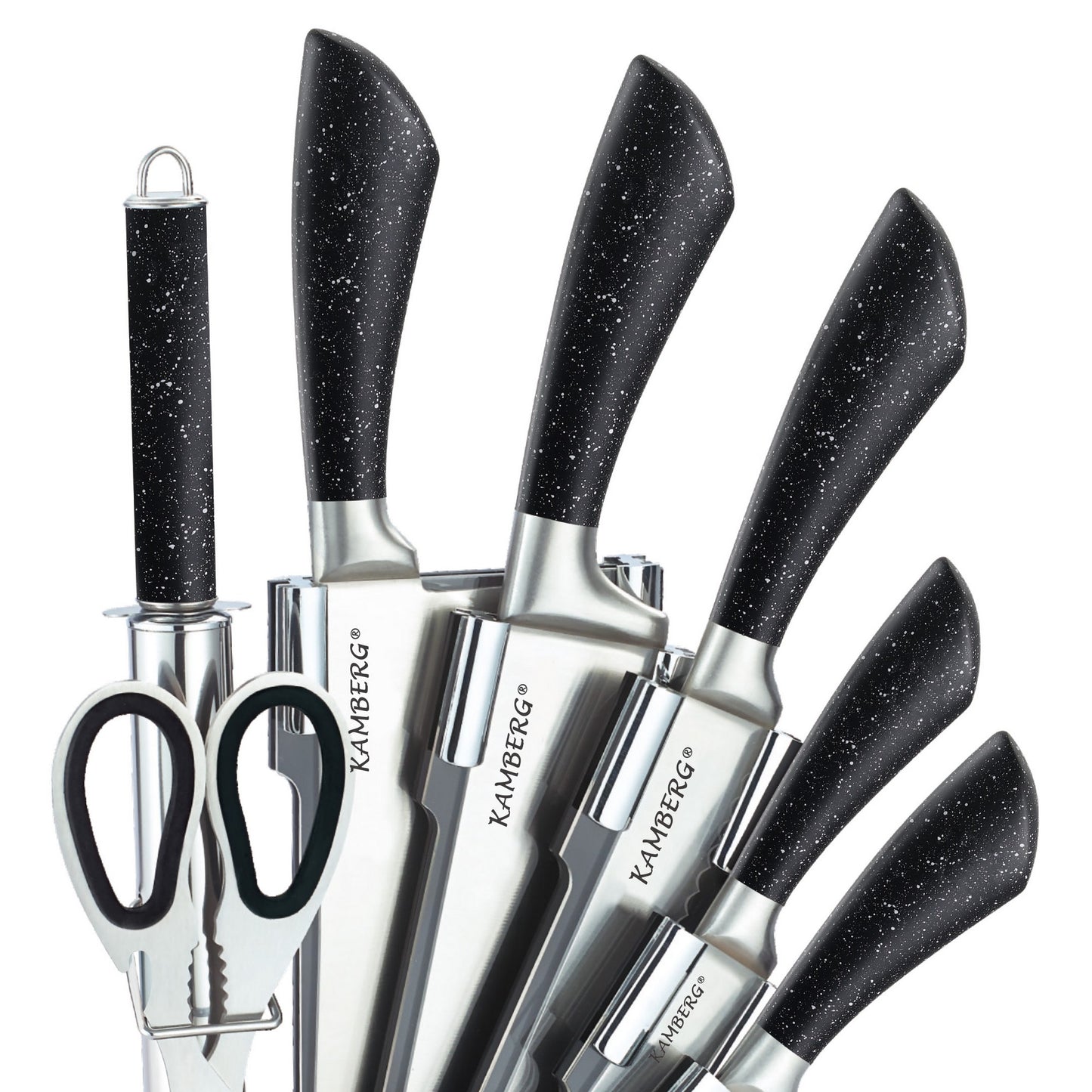 KAMBERG® MARBLED 8 PCS KNIFE BLOCK