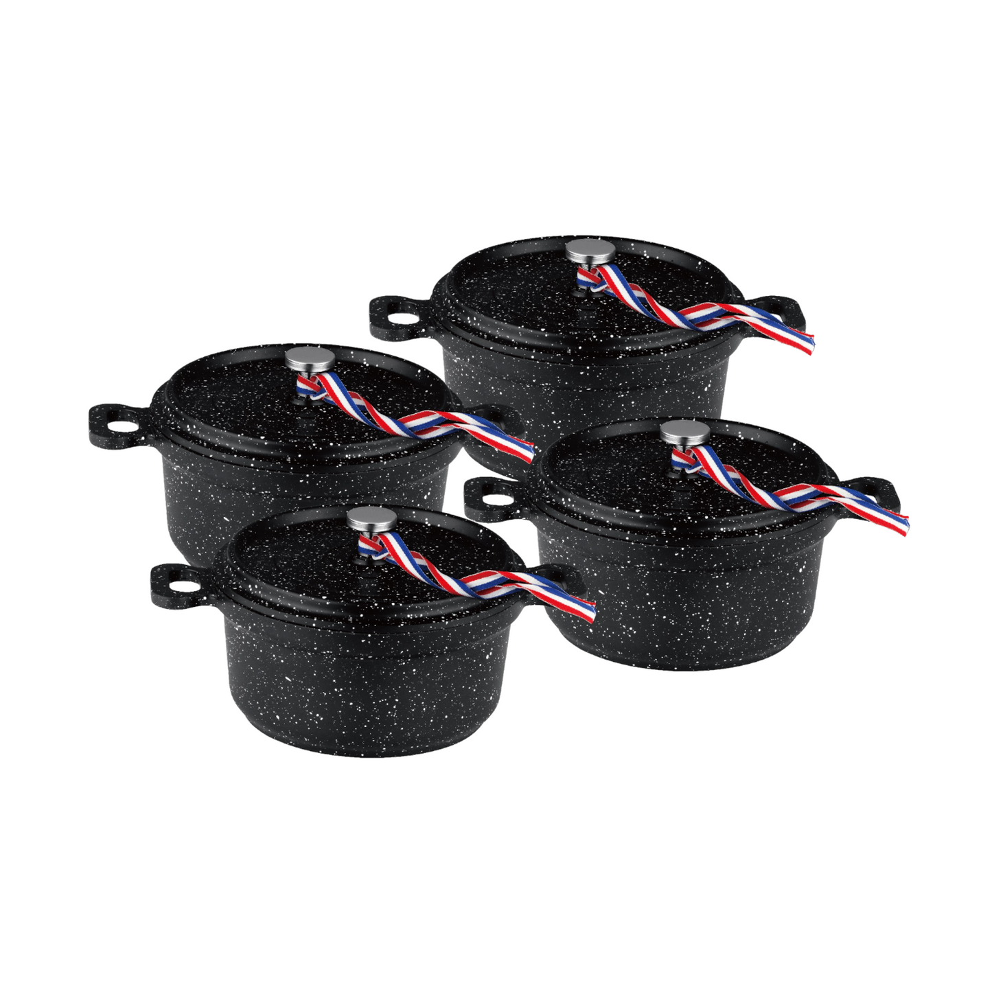 MINI COCOTTE X 4 - 12 CM BLACK ROUND CAST ALUMINUM KAMBERG®