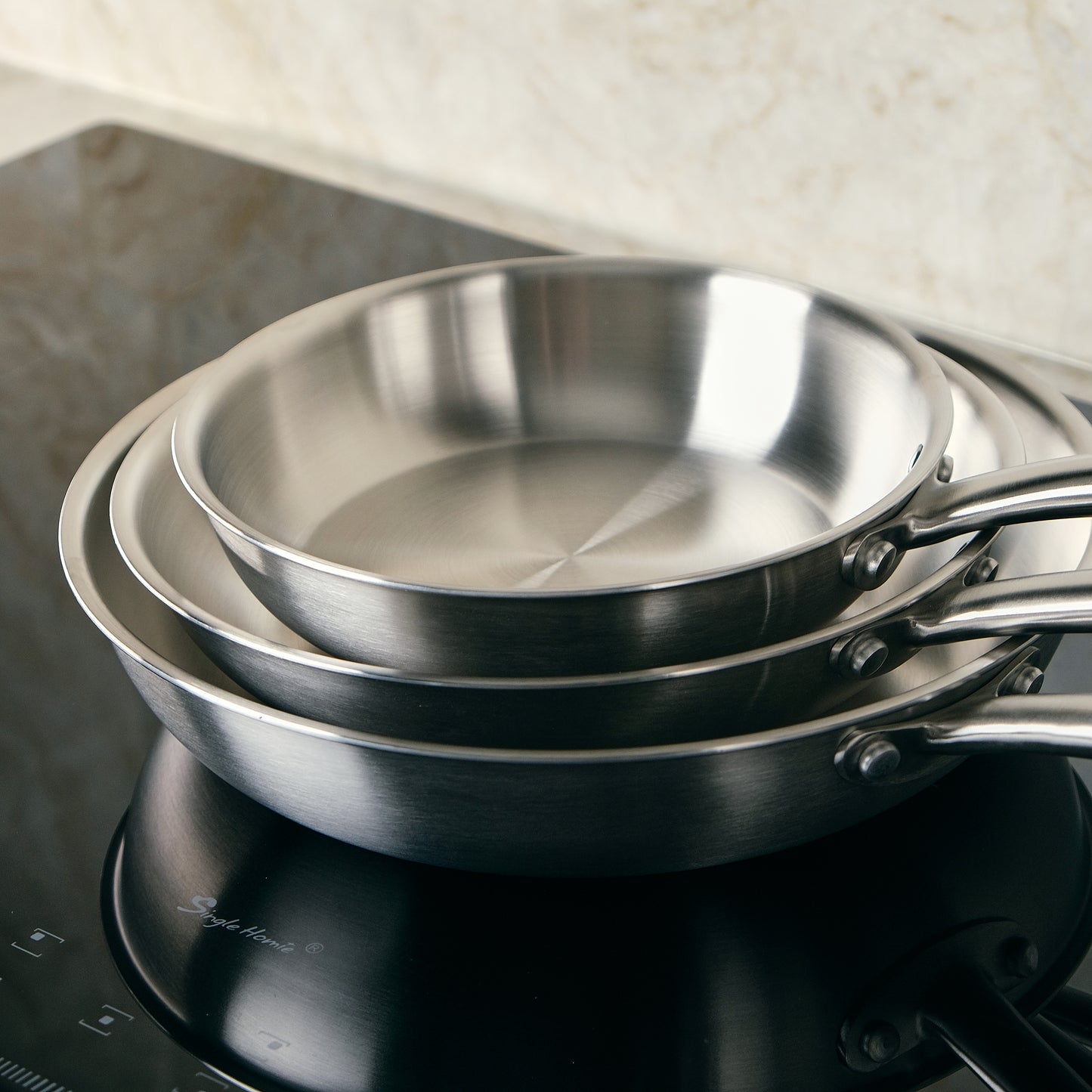COFFRET 3 POELES INOX 18/10 TRIPLY - KAMBERG®