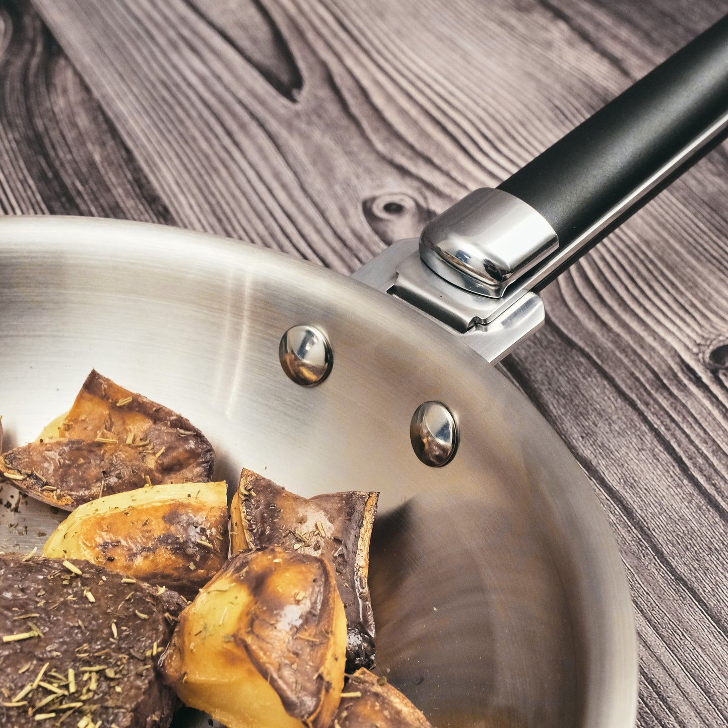 POELE 30 CM INOX TRIPLY MANCHE AMOVIBLE KAMBERG®