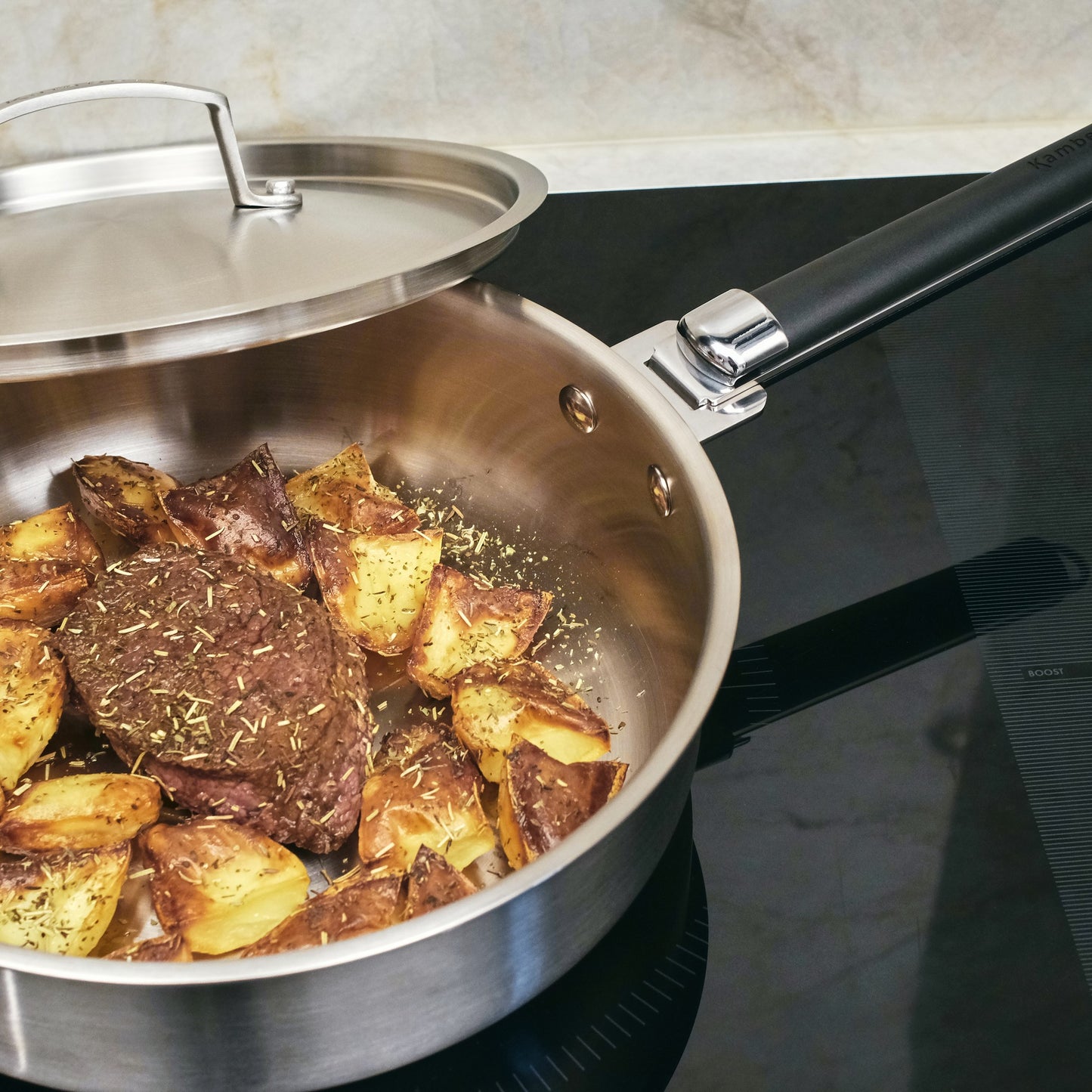 SAUTEUSE 24 CM INOX TRIPLY MANCHE AMOVIBLE KAMBERG®