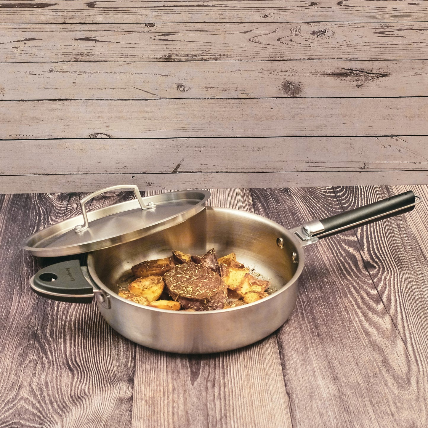 SAUTEUSE 24 CM INOX TRIPLY MANCHE AMOVIBLE KAMBERG®