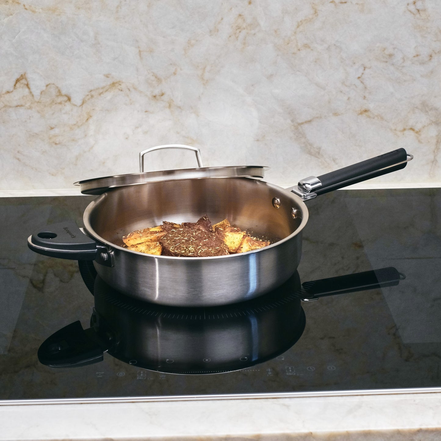 SAUTEUSE 28 CM INOX TRIPLY MANCHE AMOVIBLE KAMBERG®