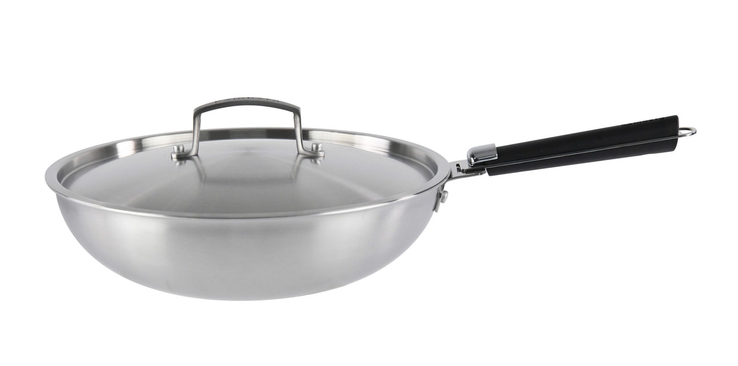 WOK 24 CM INOX TRIPLY MANCHE AMOVIBLE KAMBERG®