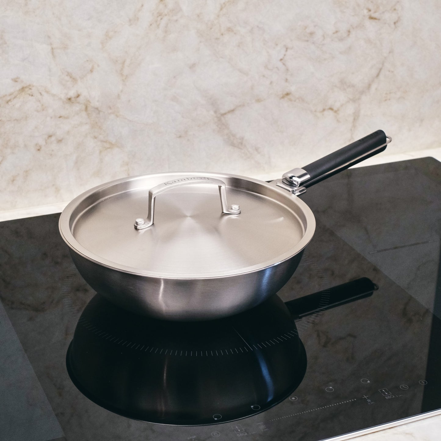 WOK 24 CM INOX TRIPLY MANCHE AMOVIBLE KAMBERG®