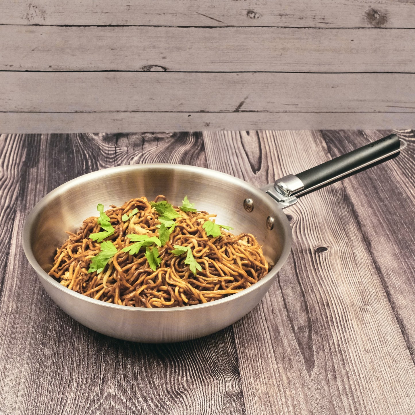 WOK 24 CM INOX TRIPLY MANCHE AMOVIBLE KAMBERG®