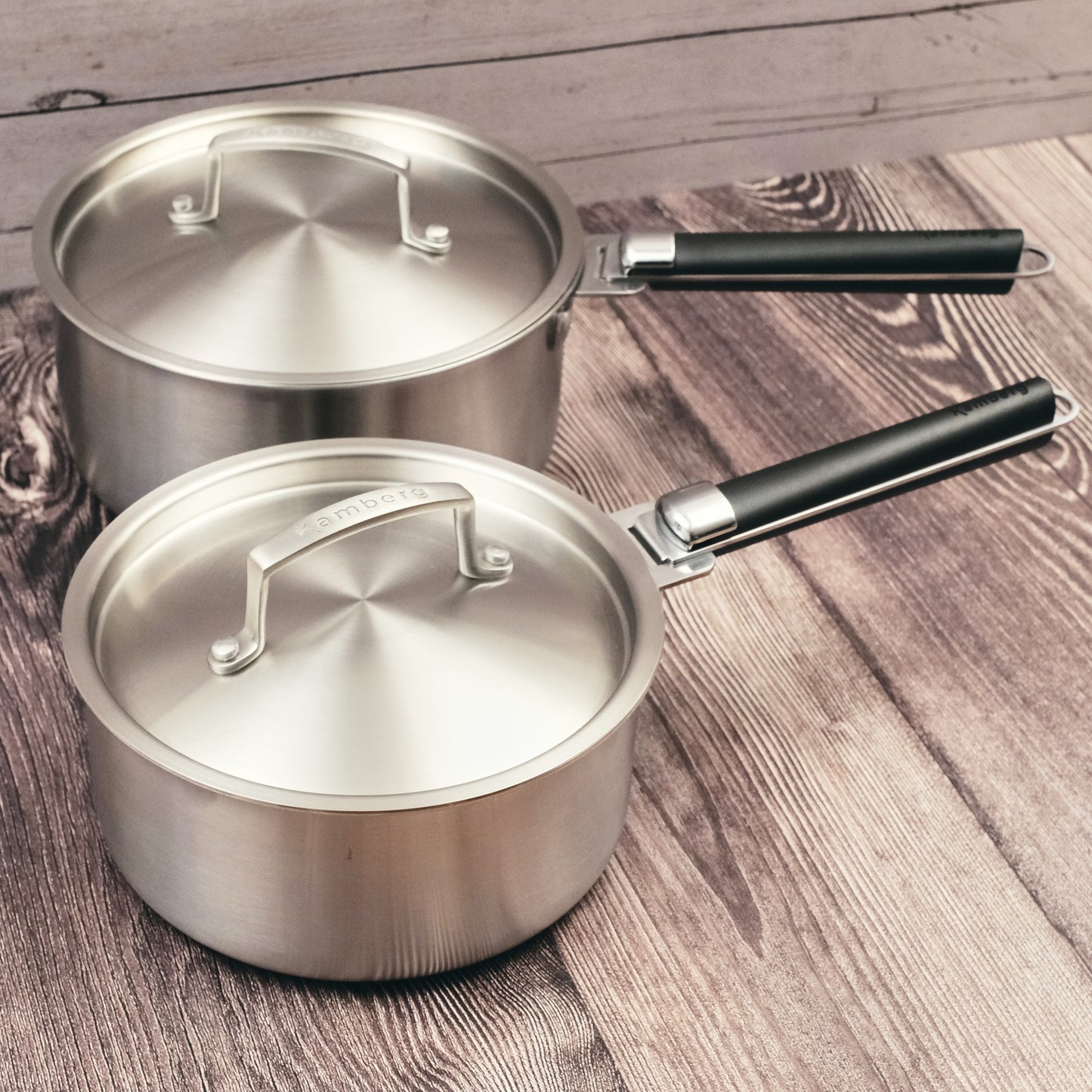 COFFRET 2 CASSEROLES 18/20 CM INOX TRIPLY MANCHE AMOVIBLE KAMBERG®