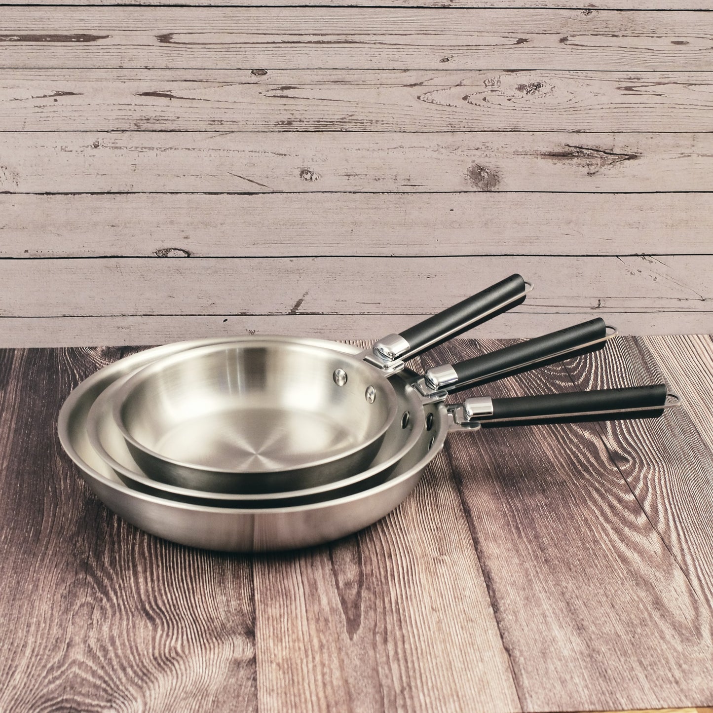 COFFRET 3 POELES 20/24/28 CM INOX TRIPLY MANCHE AMOVIBLE KAMBERG®