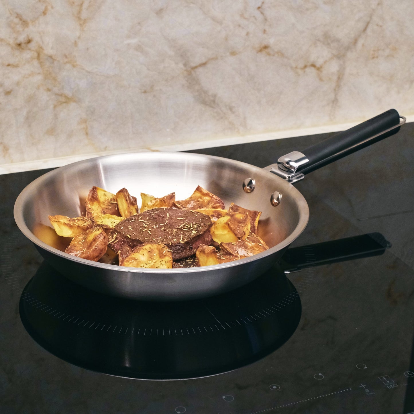 COFFRET 3 POELES 20/24/28 CM INOX TRIPLY MANCHE AMOVIBLE KAMBERG®