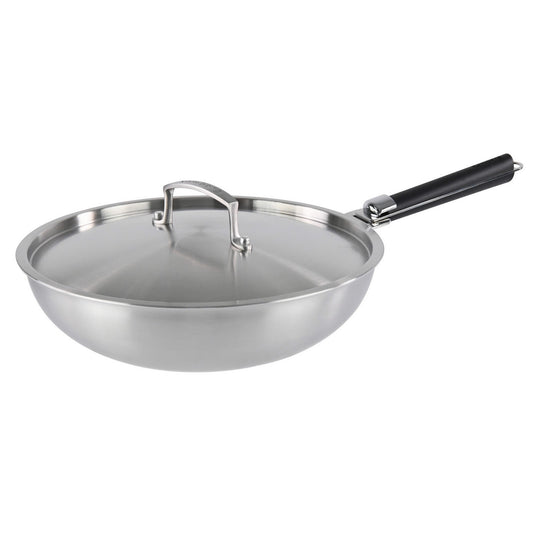 WOK 24 CM INOX TRIPLY MANCHE AMOVIBLE KAMBERG®